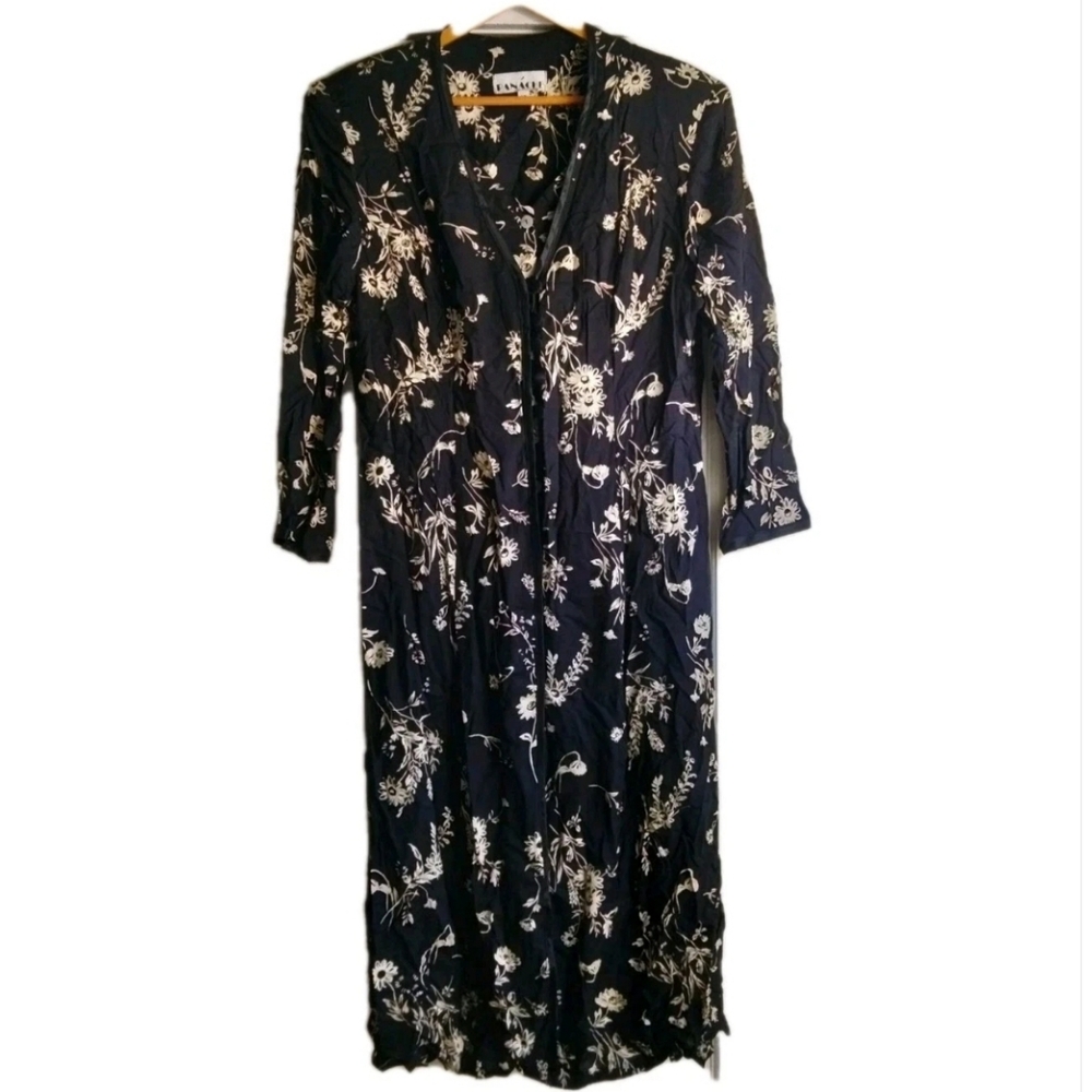 Vintage 90's Panache Sz 16 Floral Print Cottage Core Maxi Button Front Dress